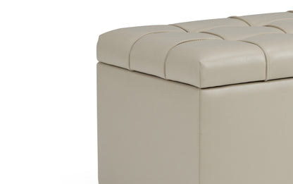 Satin Cream Vegan Leather | Sienna Storage Ottoman Bench