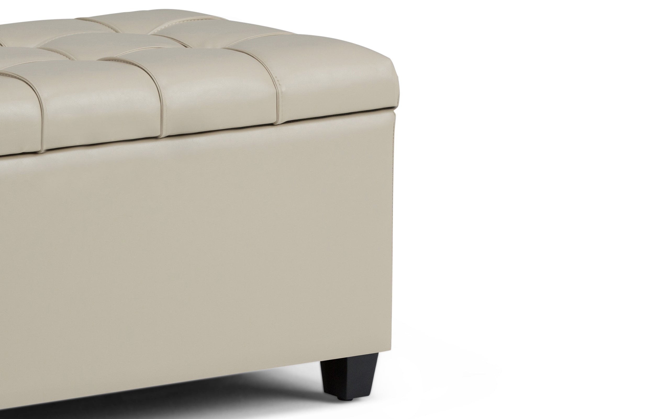 Satin Cream Vegan Leather | Sienna Storage Ottoman Bench