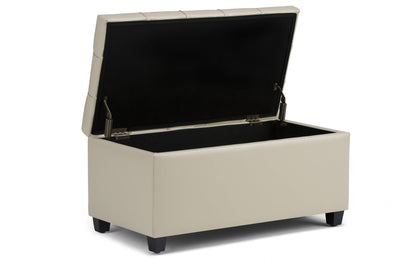 Satin Cream Vegan Leather | Sienna Storage Ottoman Bench