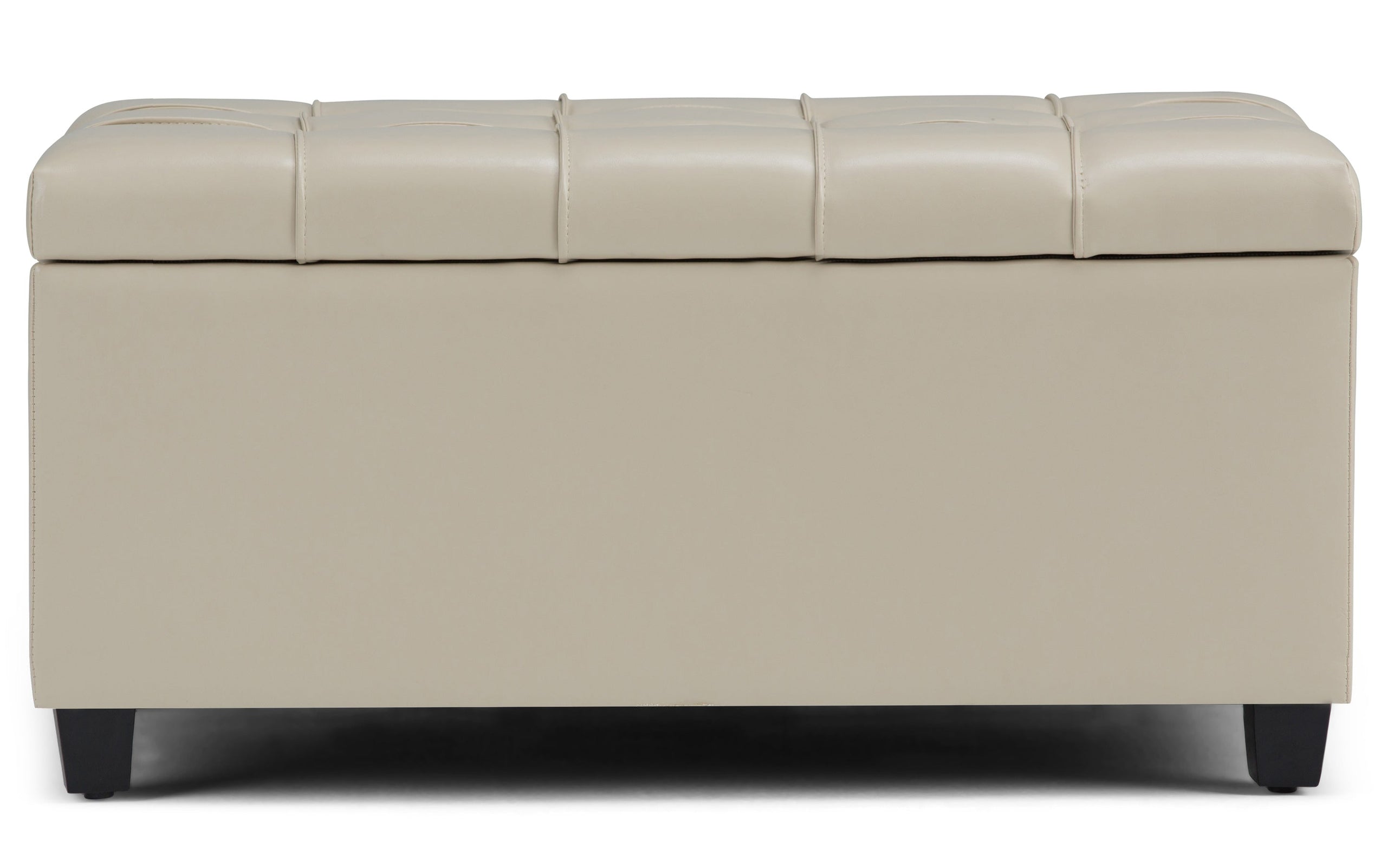 Satin Cream Vegan Leather | Sienna Storage Ottoman Bench