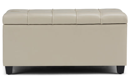 Satin Cream Vegan Leather | Sienna Storage Ottoman Bench