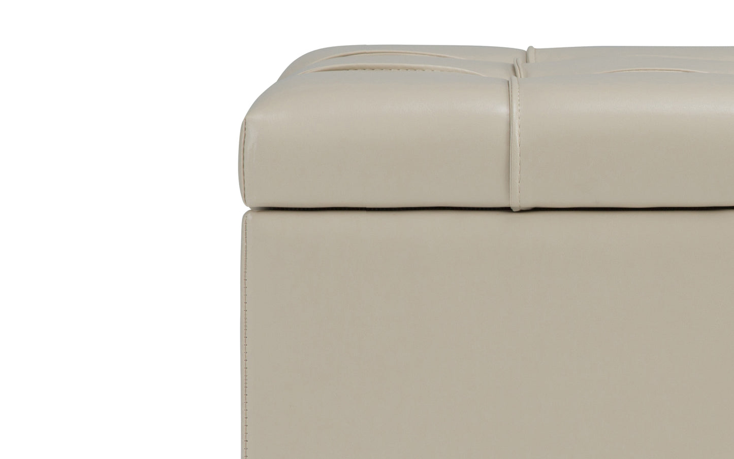 Satin Cream Vegan Leather | Sienna Storage Ottoman Bench