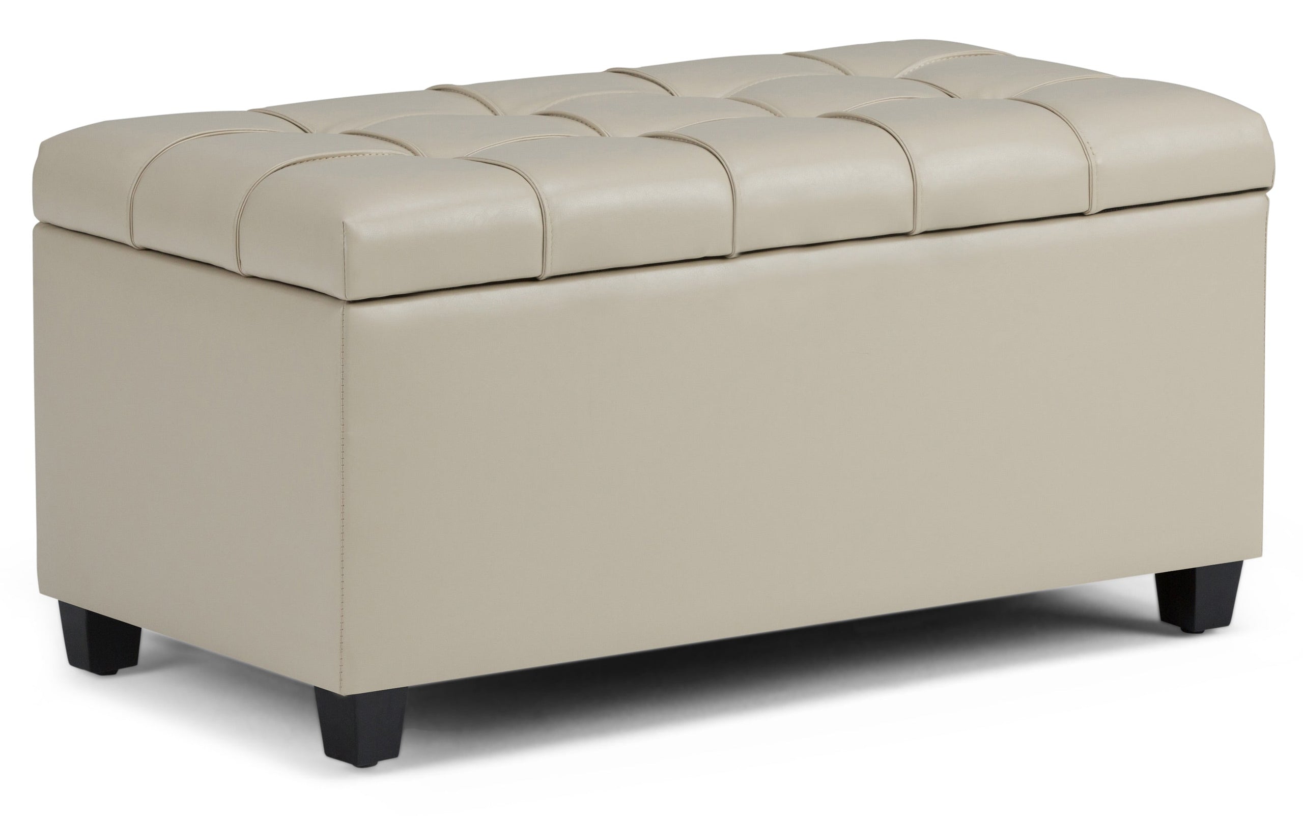 Satin Cream Vegan Leather | Sienna Storage Ottoman Bench