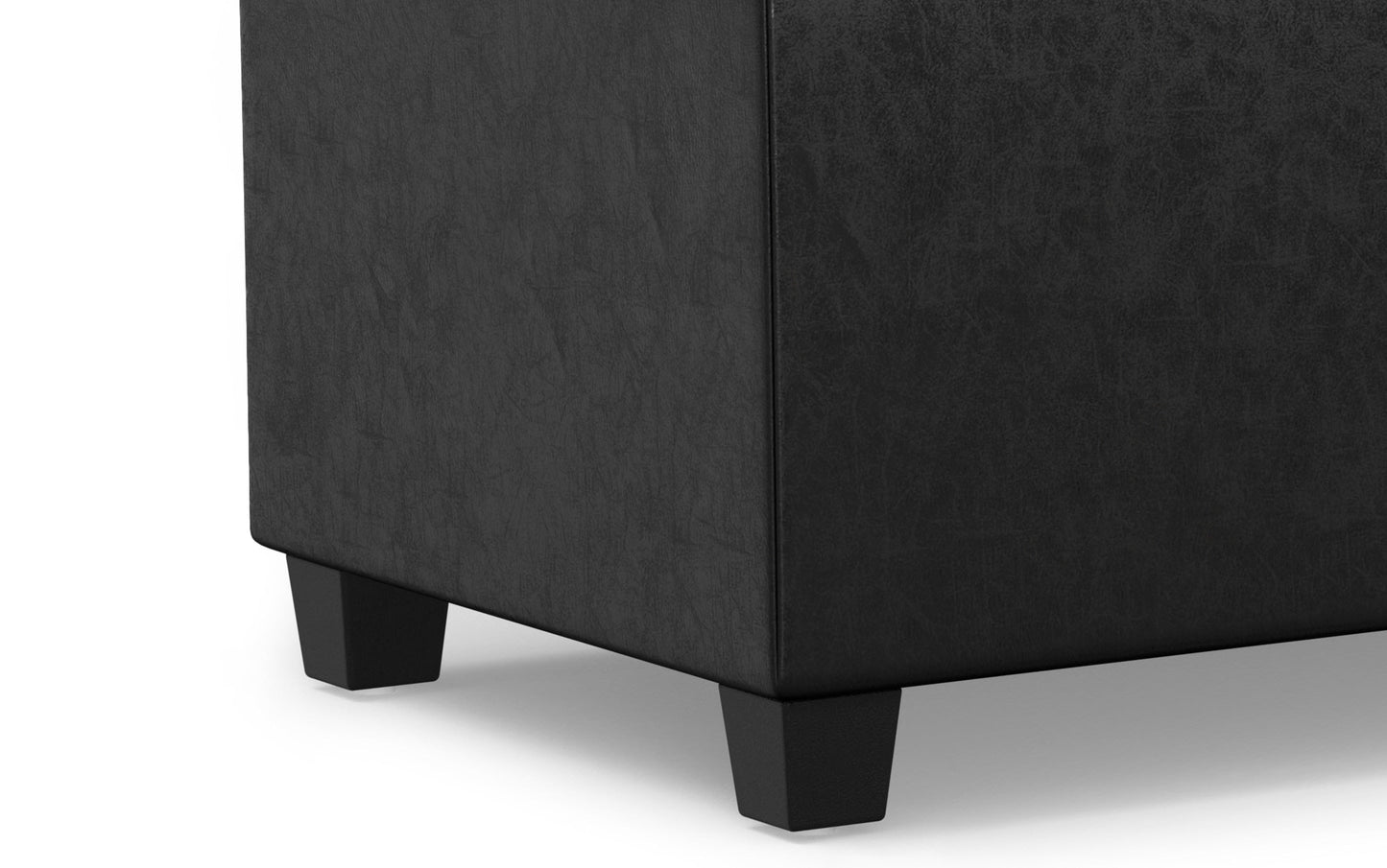 Distressed Black Distressed Vegan Leather | Sienna Storage Ottoman Bench