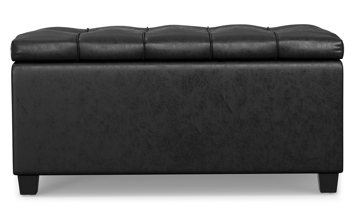 Distressed Black Distressed Vegan Leather | Sienna Storage Ottoman Bench