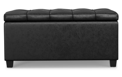 Distressed Black Distressed Vegan Leather | Sienna Storage Ottoman Bench