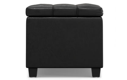 Distressed Black Distressed Vegan Leather | Sienna Storage Ottoman Bench