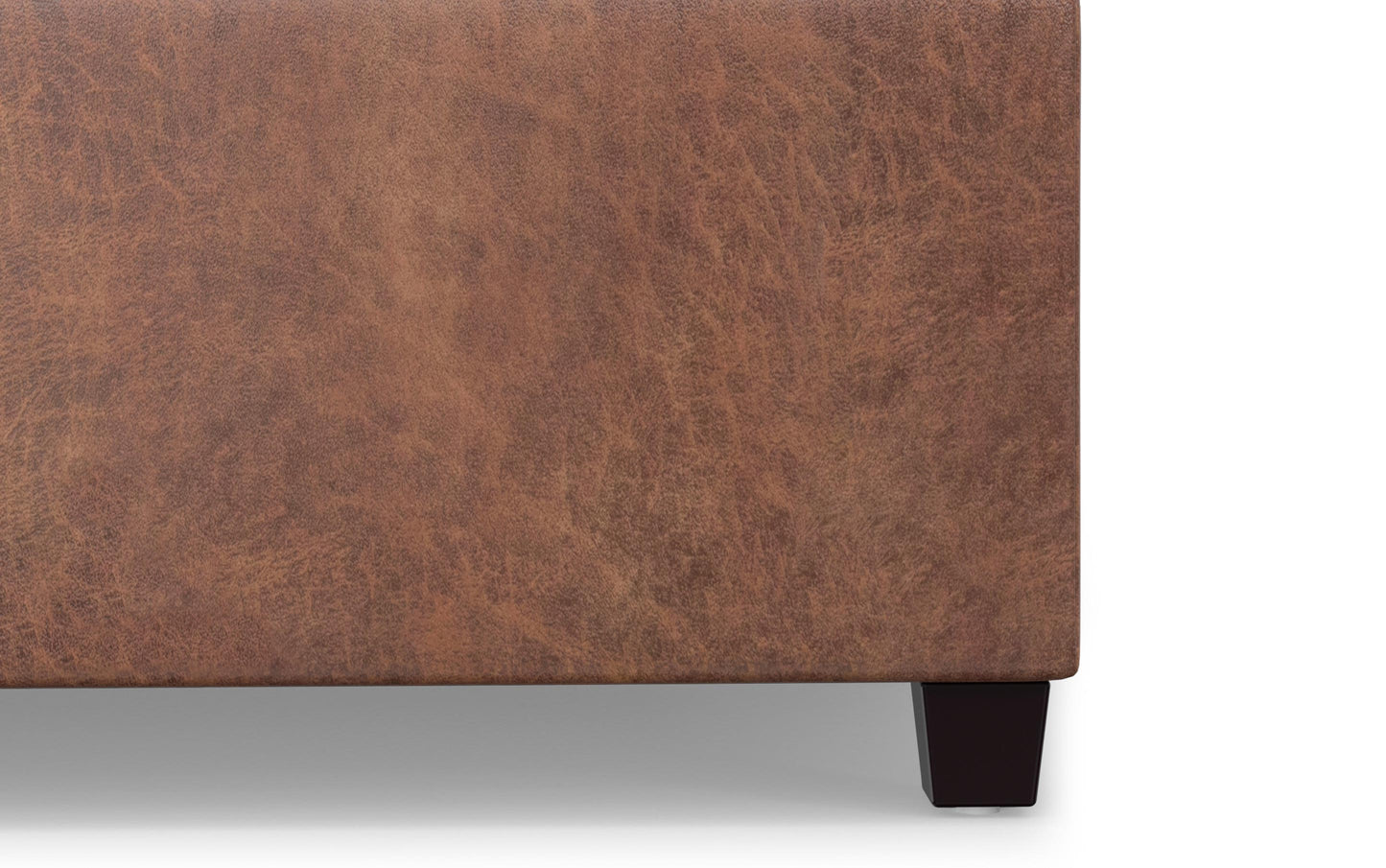 Distressed Saddle Brown Distressed Vegan Leather | Sienna Storage Ottoman Bench