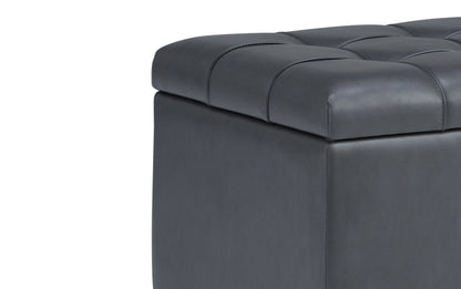 Stone Grey Vegan Leather | Sienna Storage Ottoman Bench