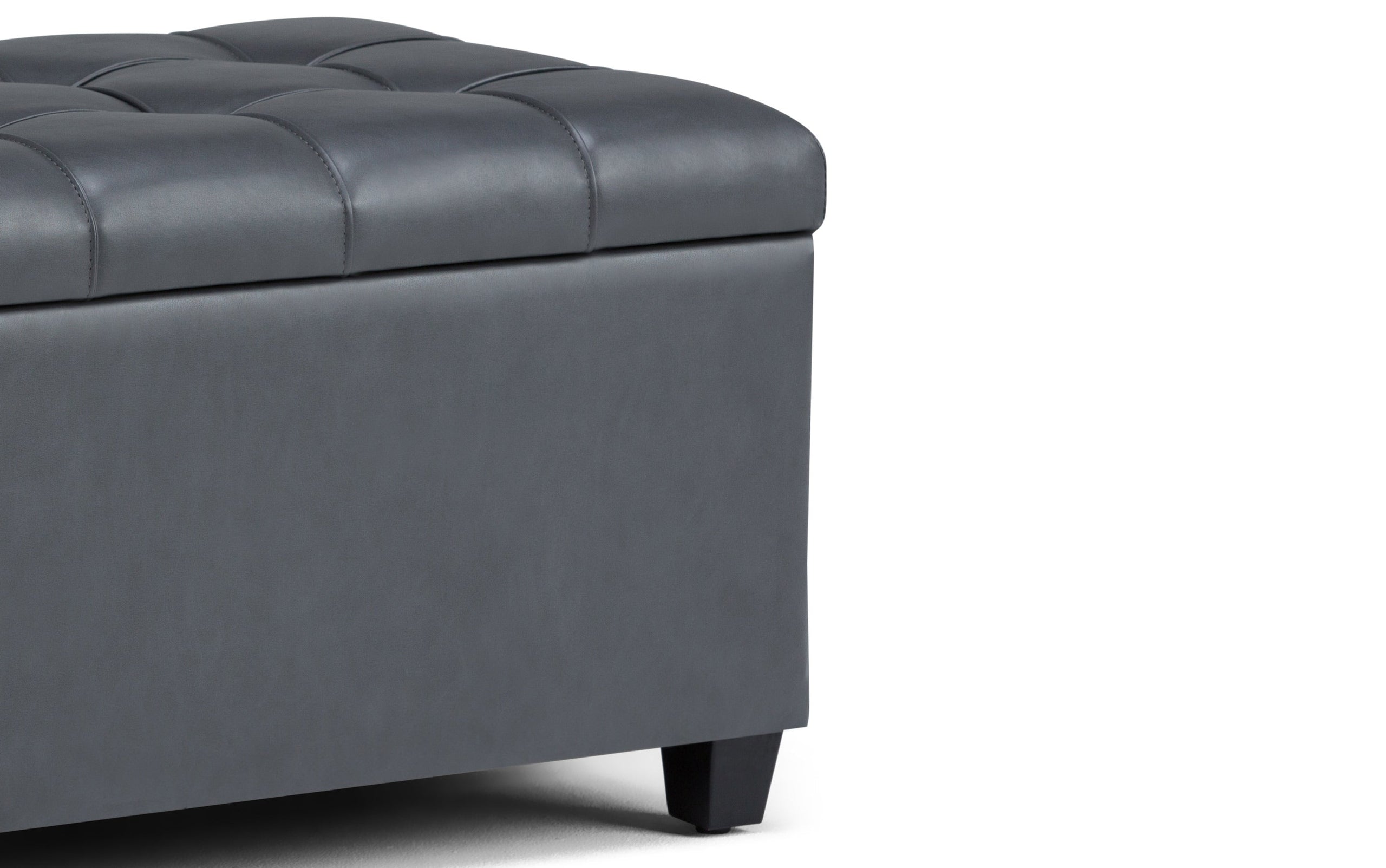 Stone Grey Vegan Leather | Sienna Storage Ottoman Bench