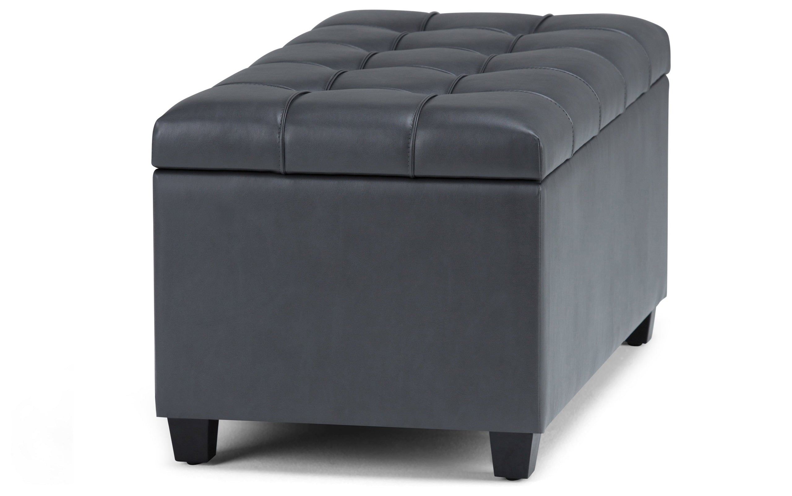 Stone Grey Vegan Leather | Sienna Storage Ottoman Bench