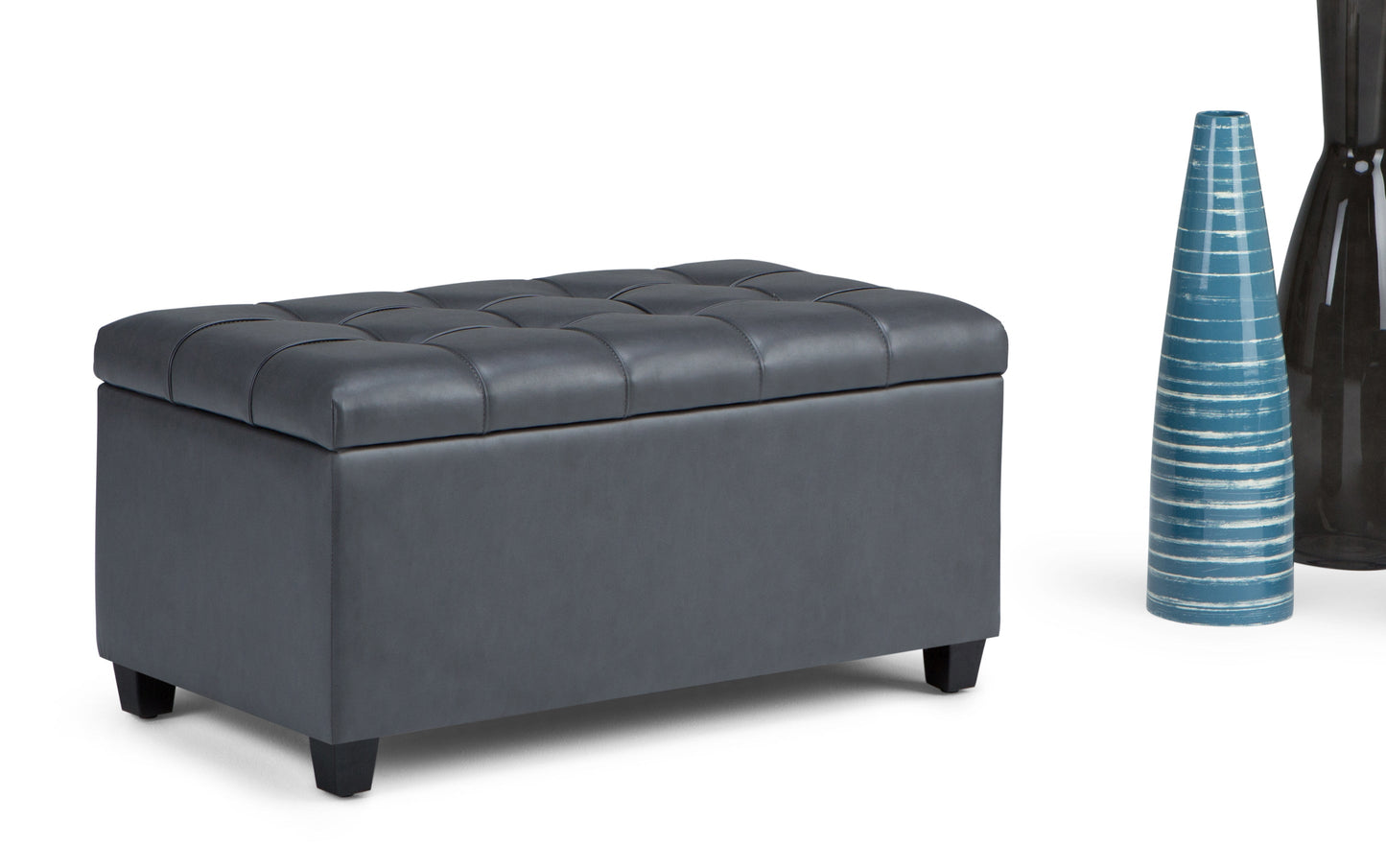 Stone Grey Vegan Leather | Sienna Storage Ottoman Bench