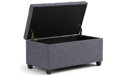 Slate Grey Linen Style Fabric | Sienna Storage Ottoman Bench