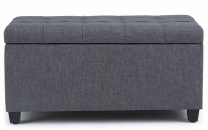 Slate Grey Linen Style Fabric | Sienna Storage Ottoman Bench