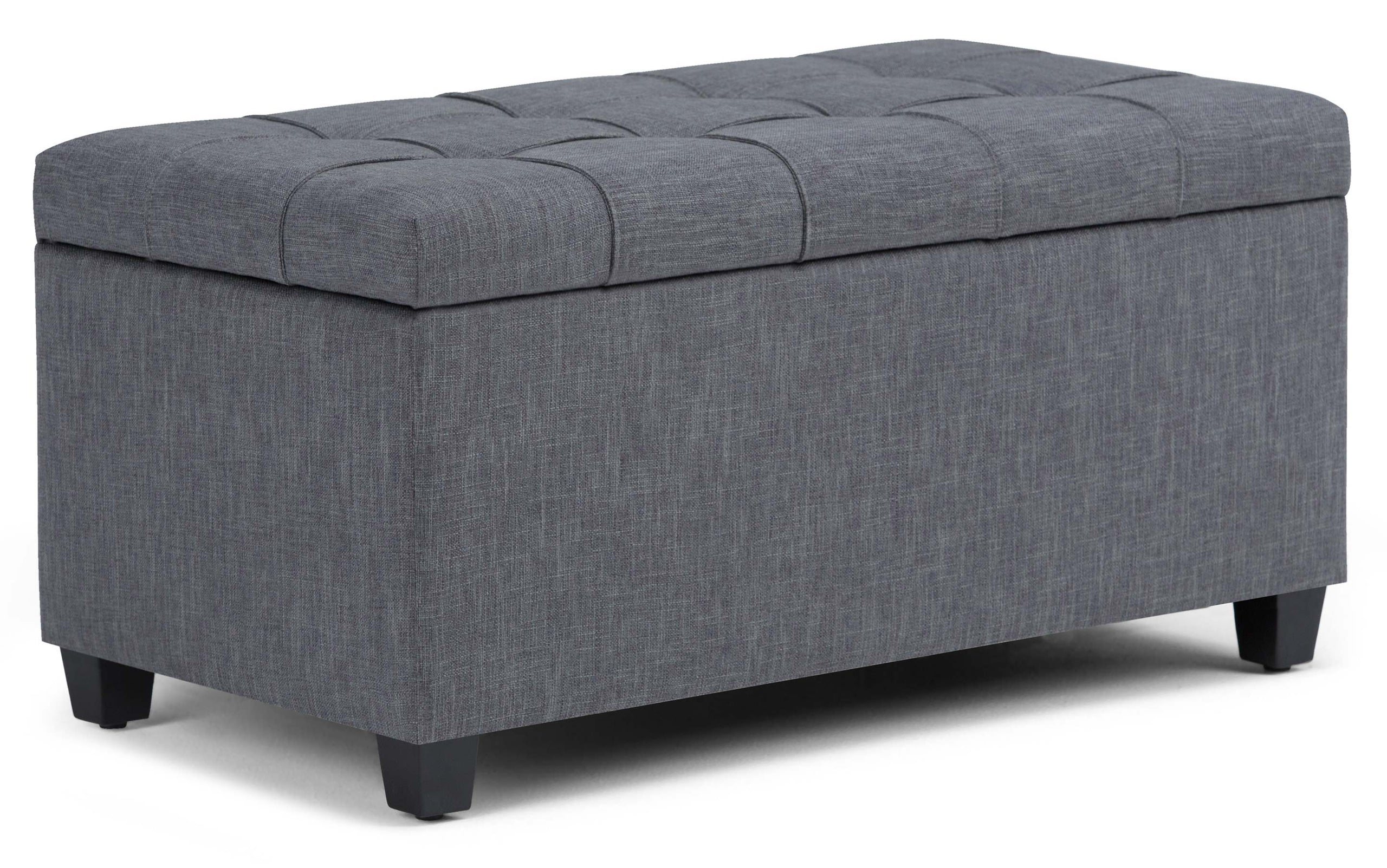 Slate Grey Linen Style Fabric | Sienna Storage Ottoman Bench