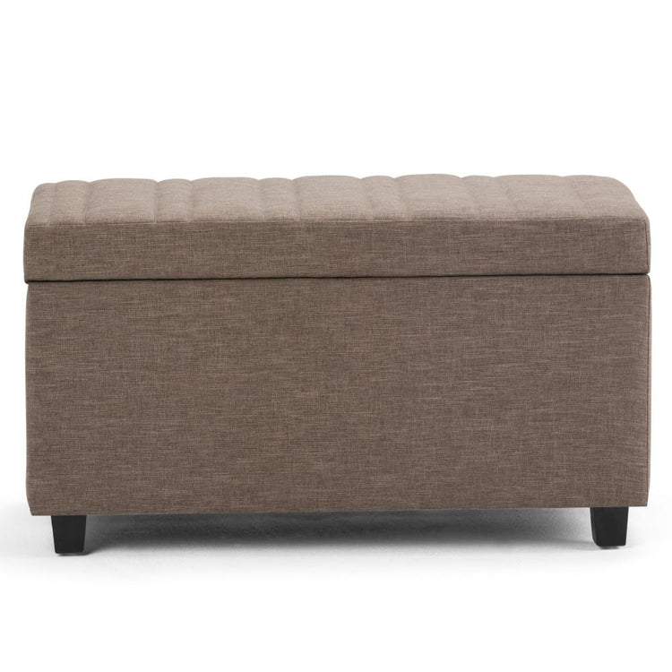 Fawn Brown Linen Style Fabric | Darcy Storage Ottoman Bench