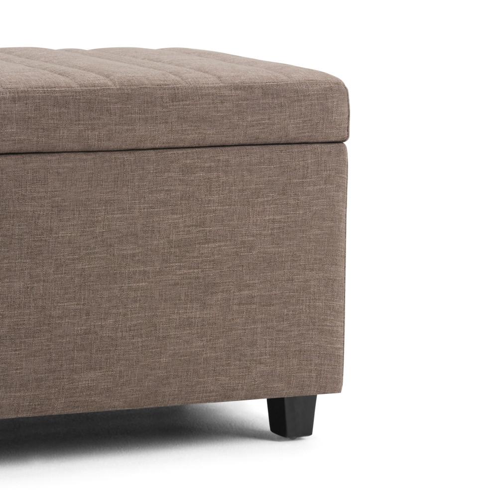 Fawn Brown Linen Style Fabric | Darcy Storage Ottoman Bench