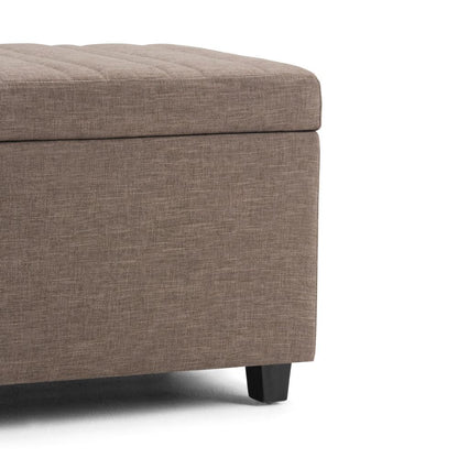 Fawn Brown Linen Style Fabric | Darcy Storage Ottoman Bench