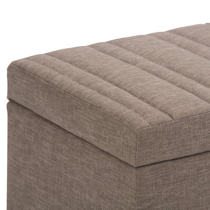 Fawn Brown Linen Style Fabric | Darcy Storage Ottoman Bench