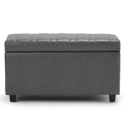 Stone Grey Vegan Leather | Darcy Storage Ottoman Bench