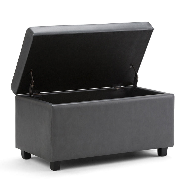 Stone Grey Vegan Leather | Darcy Storage Ottoman Bench