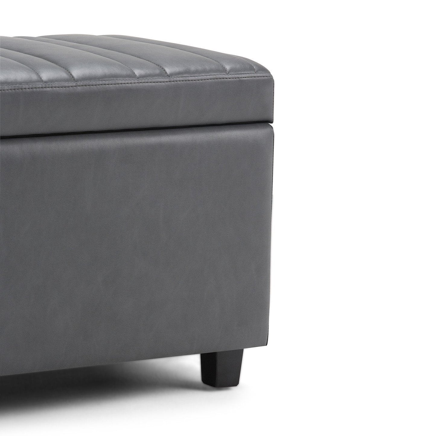 Stone Grey Vegan Leather | Darcy Storage Ottoman Bench