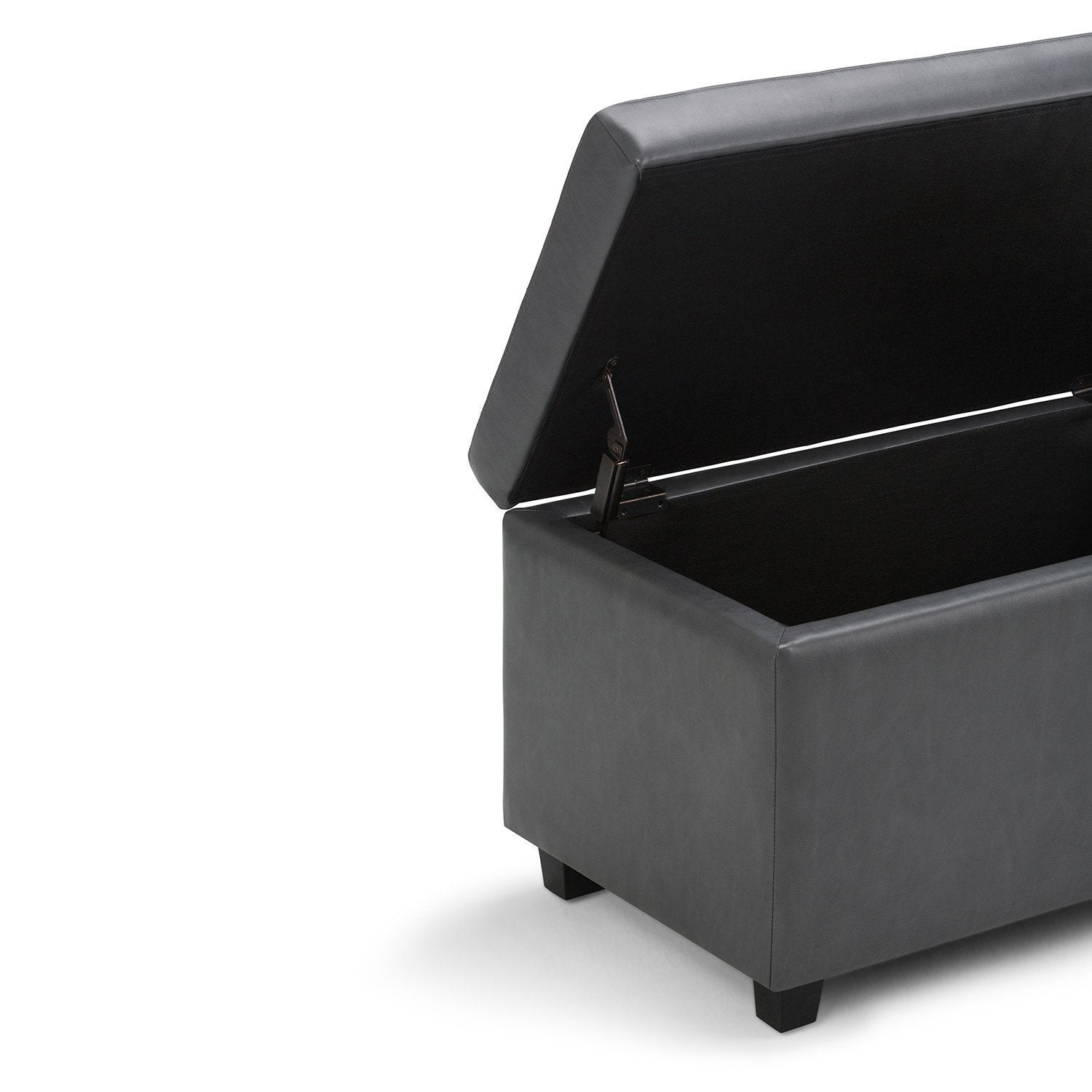 Stone Grey Vegan Leather | Darcy Storage Ottoman Bench