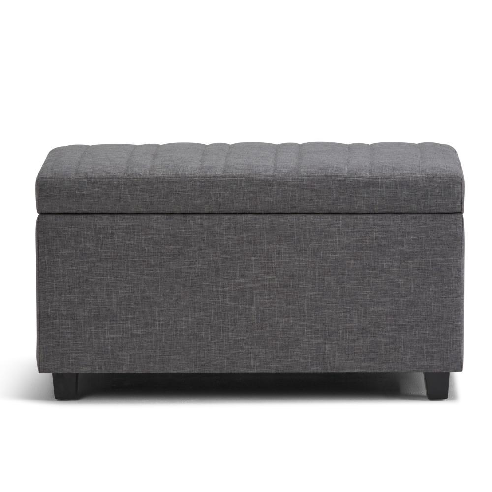 Slate Grey Linen Style Fabric | Darcy Storage Ottoman Bench