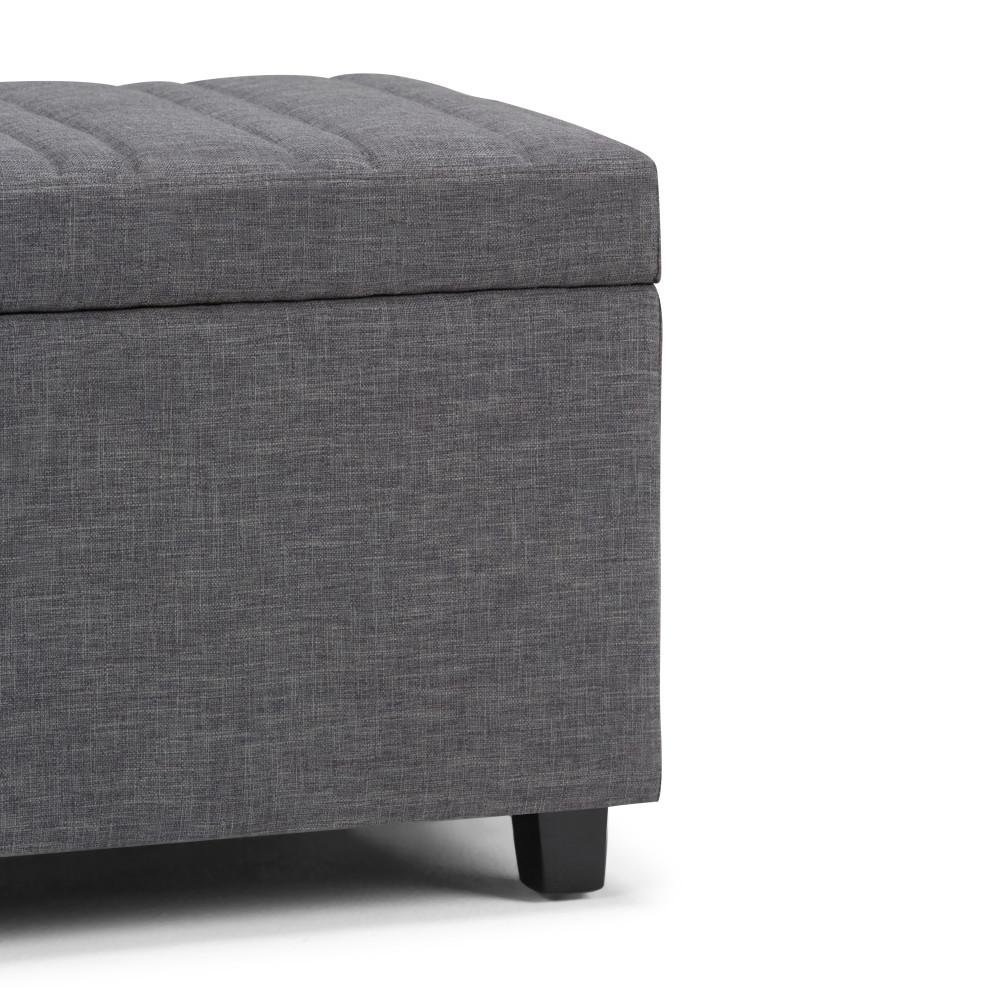 Slate Grey Linen Style Fabric | Darcy Storage Ottoman Bench