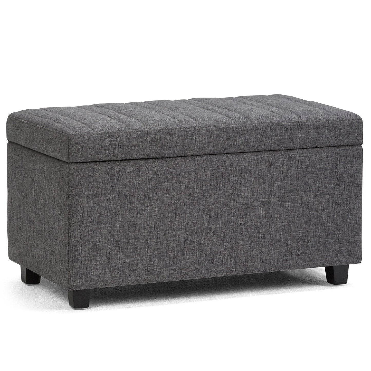 Slate Grey Linen Style Fabric | Darcy Storage Ottoman Bench