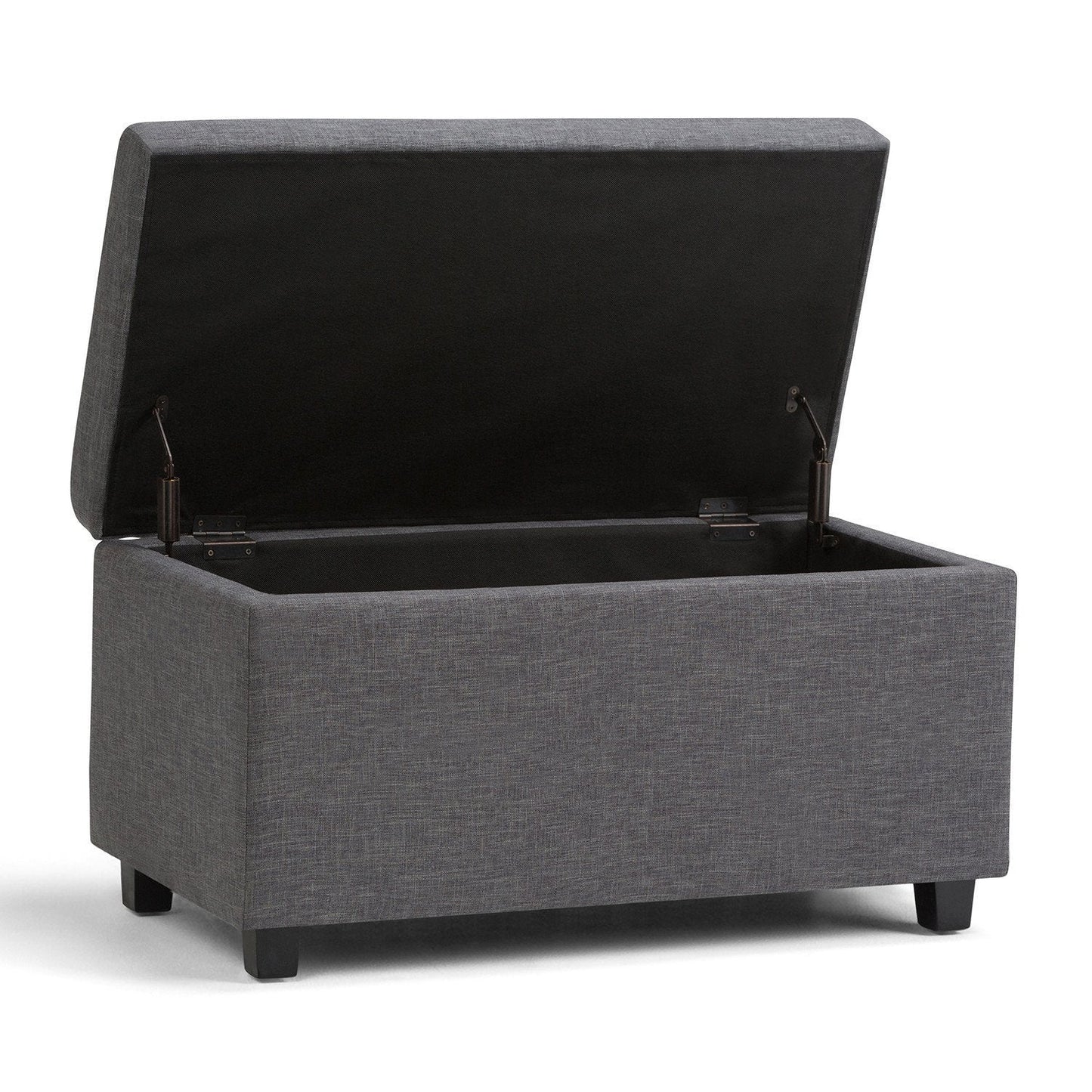 Slate Grey Linen Style Fabric | Darcy Storage Ottoman Bench