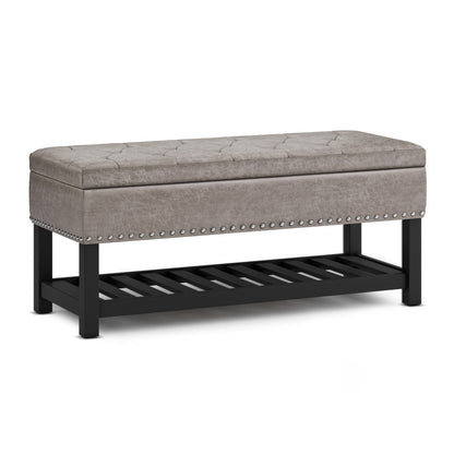  Distressed Grey Taupe Distressed Vegan Leather | Lomond Ottoman Bench in Distressed Vegan Leather