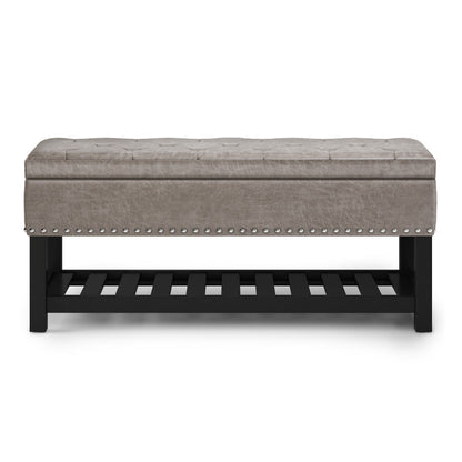  Distressed Grey Taupe Distressed Vegan Leather | Lomond Ottoman Bench in Distressed Vegan Leather