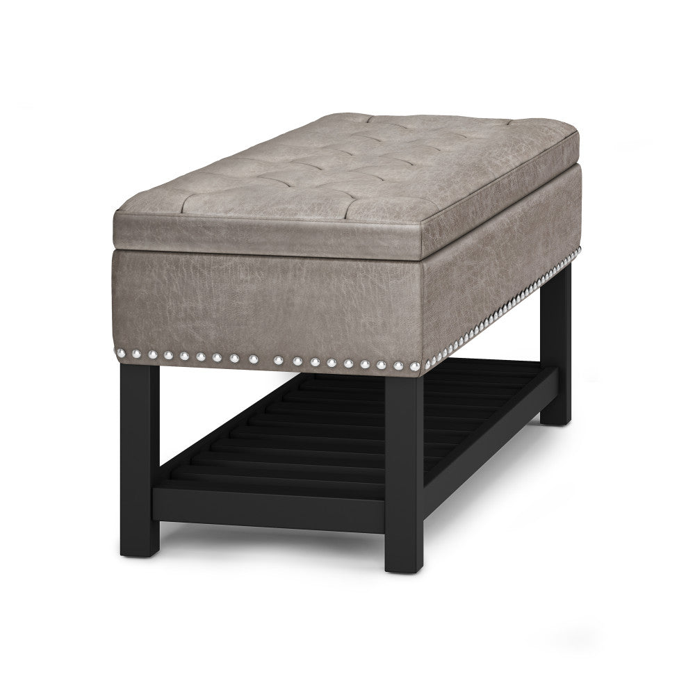  Distressed Grey Taupe Distressed Vegan Leather | Lomond Ottoman Bench in Distressed Vegan Leather