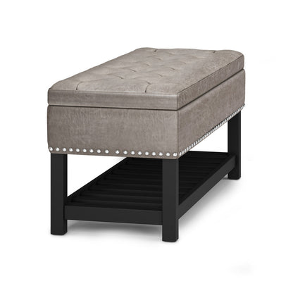  Distressed Grey Taupe Distressed Vegan Leather | Lomond Ottoman Bench in Distressed Vegan Leather