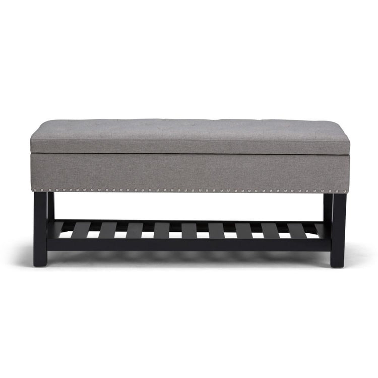 Dove Grey Linen Style Fabric | Lomond Storage Ottoman Bench