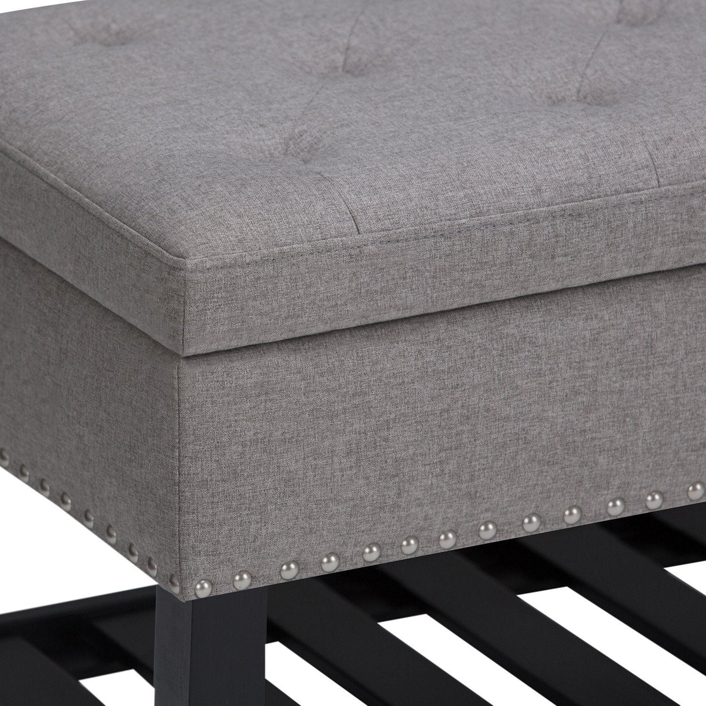 Dove Grey Linen Style Fabric | Lomond Storage Ottoman Bench