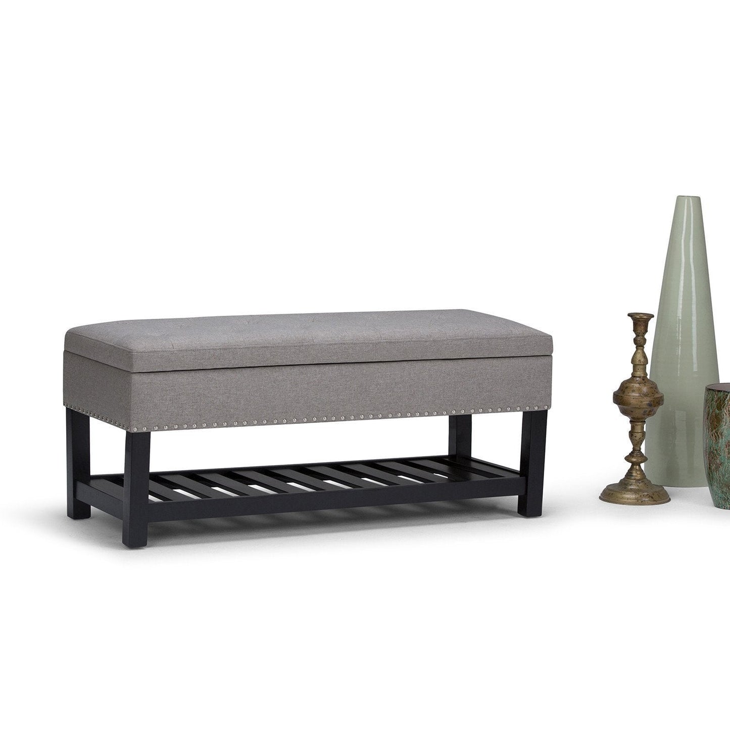 Dove Grey Linen Style Fabric | Lomond Storage Ottoman Bench