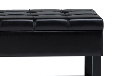 Midnight Black Vegan Leather | Saxon Storage Ottoman Bench