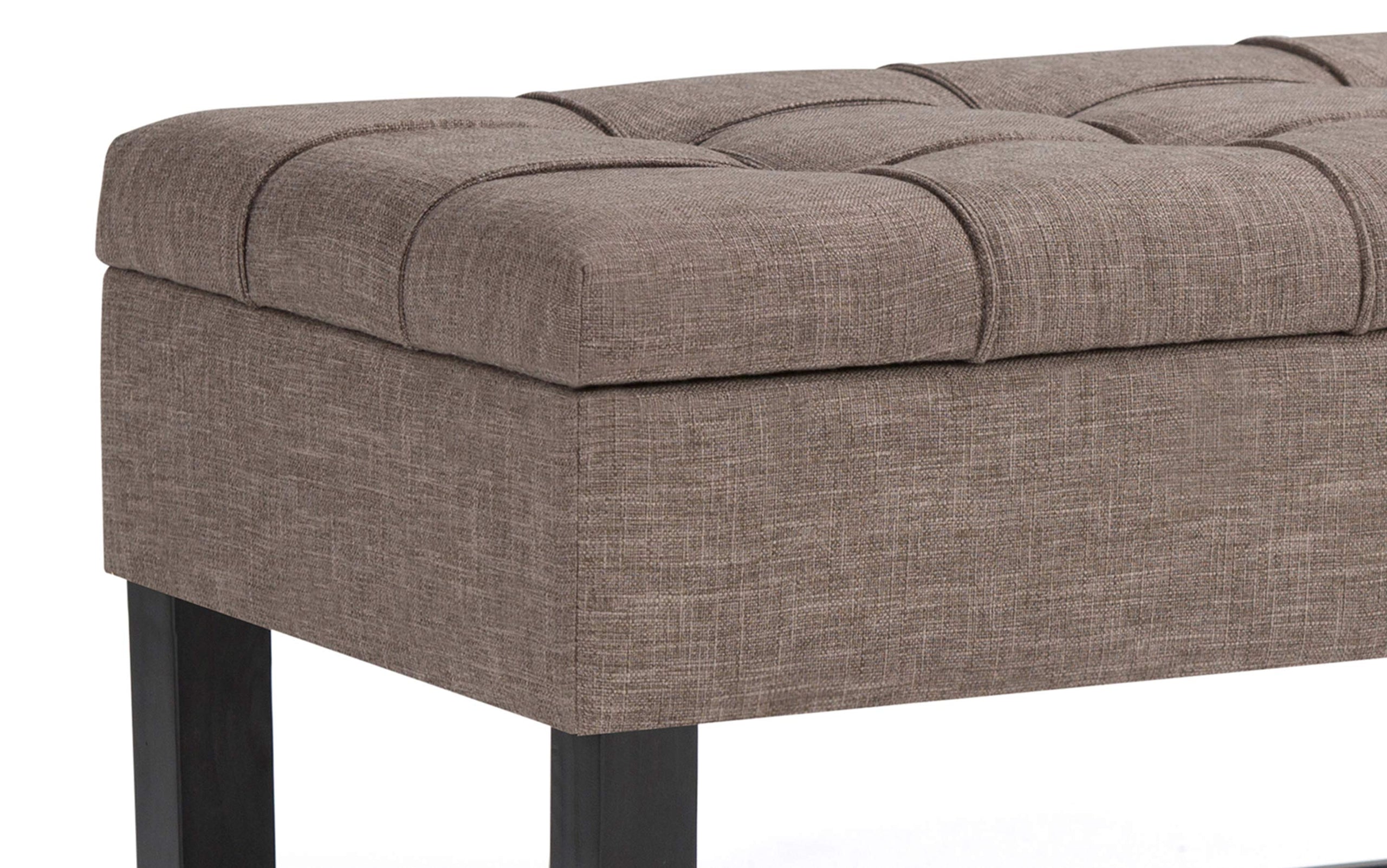 Fawn Brown Linen Style Fabric | Saxon Storage Ottoman Bench