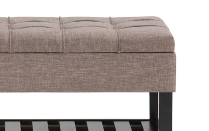 Fawn Brown Linen Style Fabric | Saxon Storage Ottoman Bench