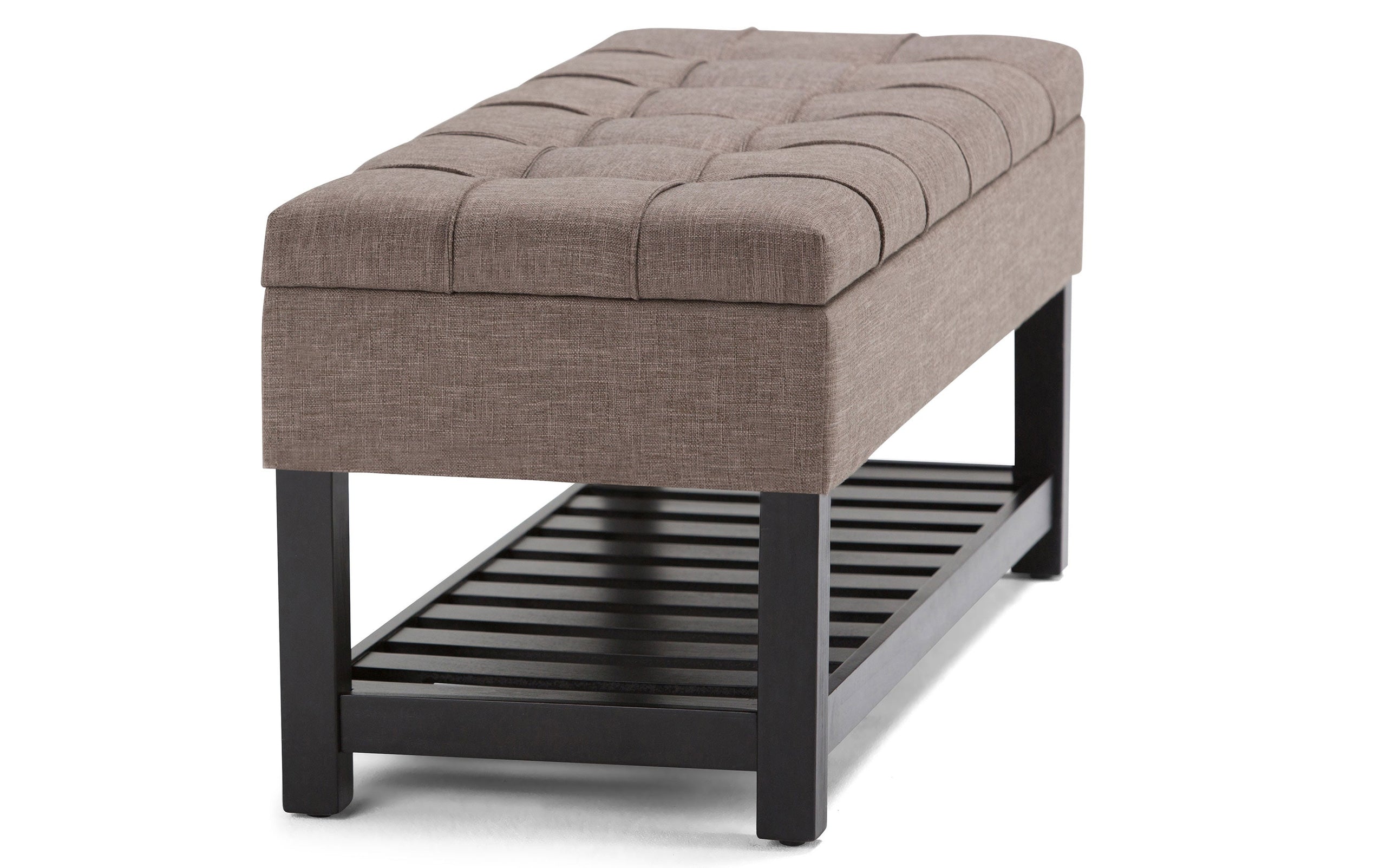 Fawn Brown Linen Style Fabric | Saxon Storage Ottoman Bench