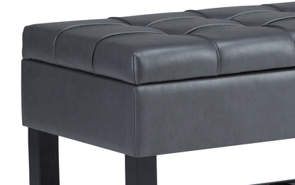 Stone Grey Vegan Leather | Saxon Storage Ottoman Bench