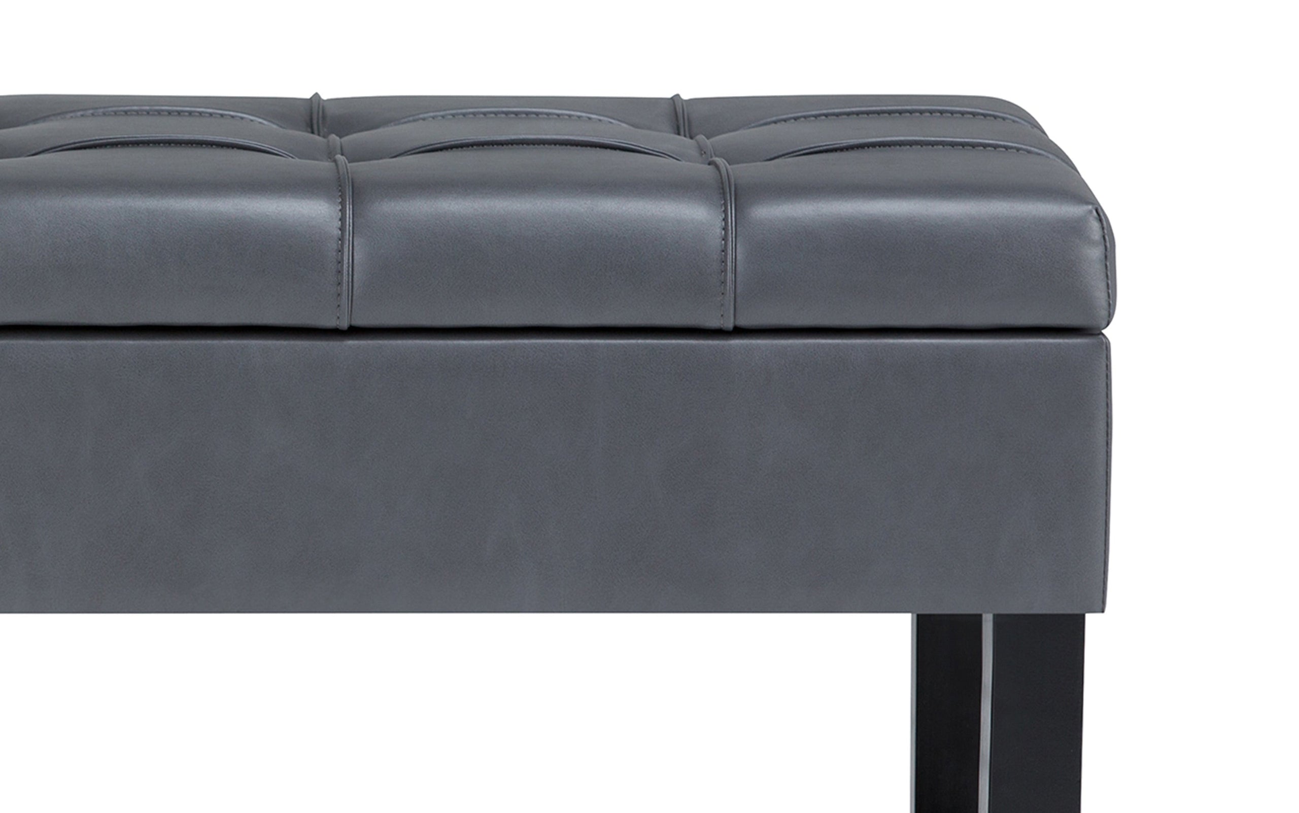 Stone Grey Vegan Leather | Saxon Storage Ottoman Bench