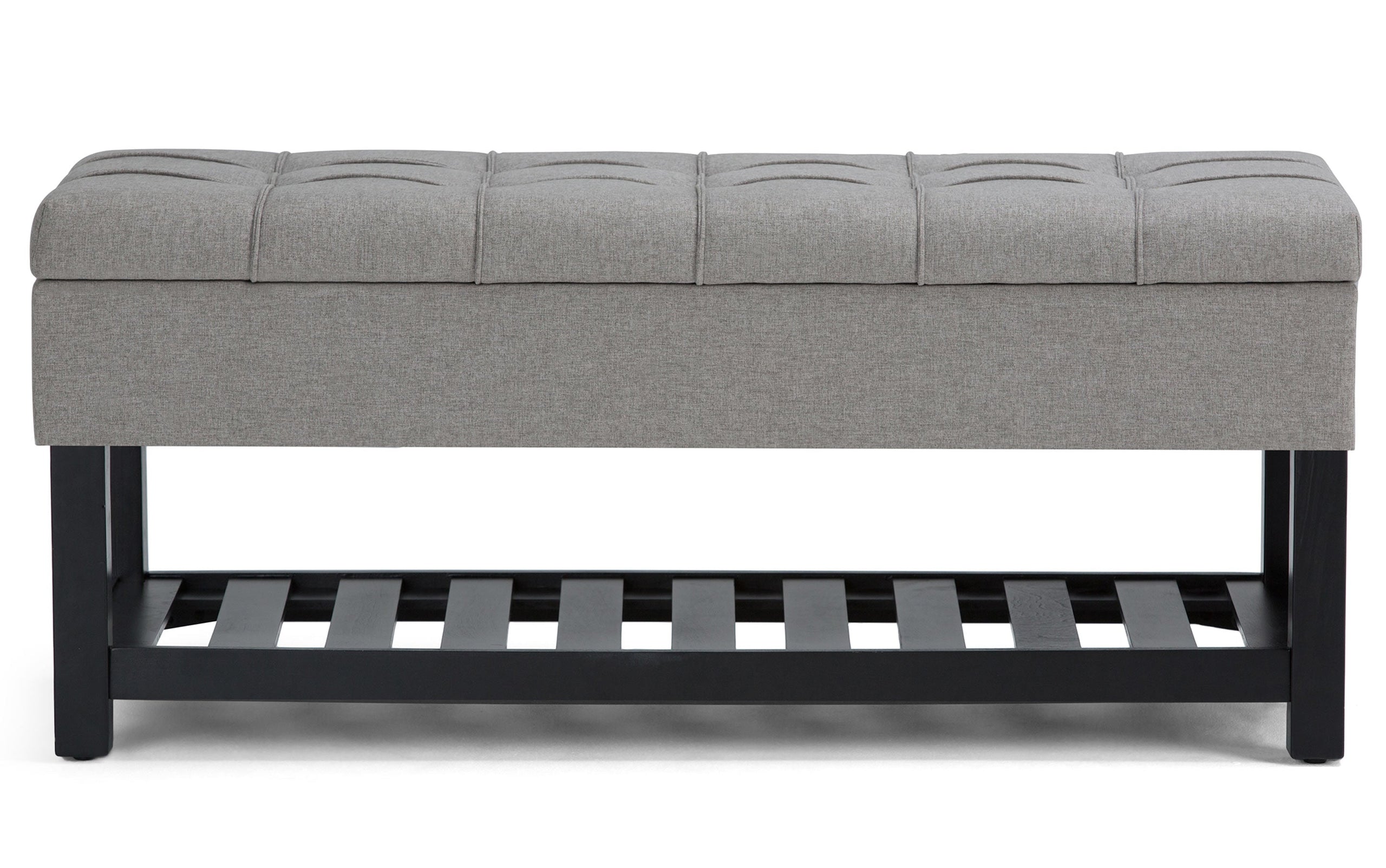 Dove Grey Linen Style Fabric | Saxon Storage Ottoman Bench