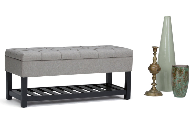 Dove Grey Linen Style Fabric | Saxon Storage Ottoman Bench