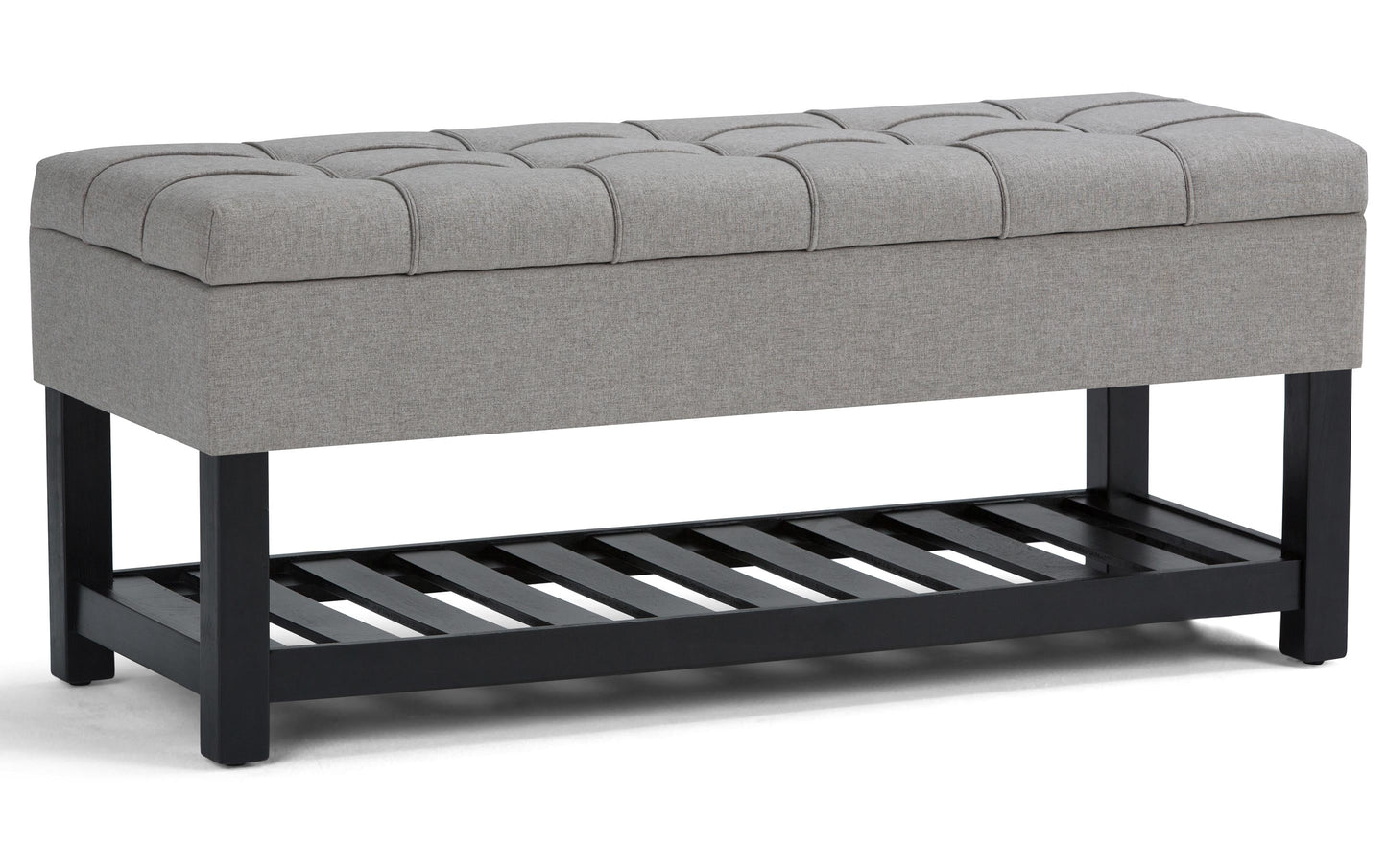 Dove Grey Linen Style Fabric | Saxon Storage Ottoman Bench