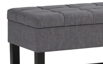 Slate Grey Linen Style Fabric | Saxon Storage Ottoman Bench