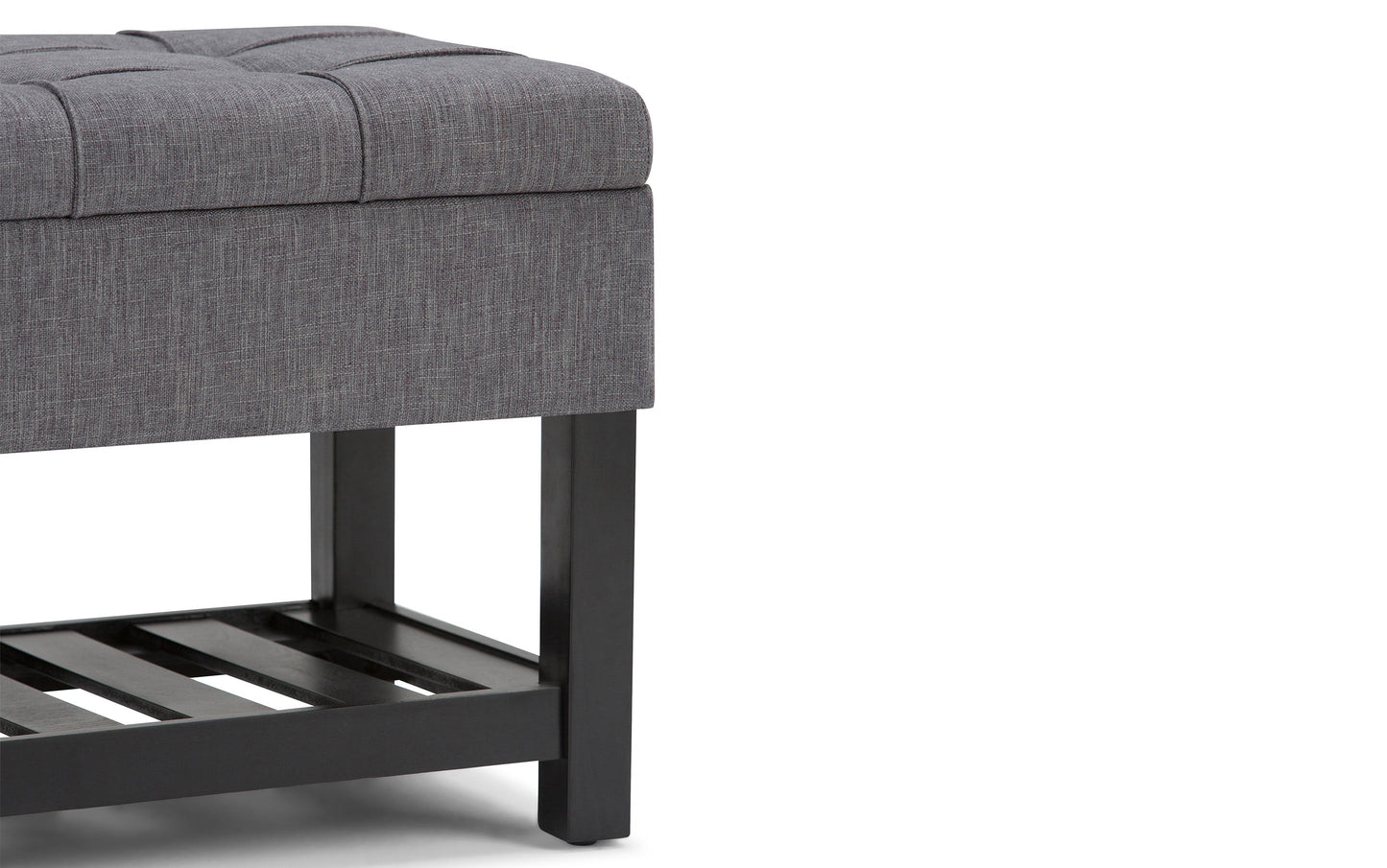 Slate Grey Linen Style Fabric | Saxon Storage Ottoman Bench