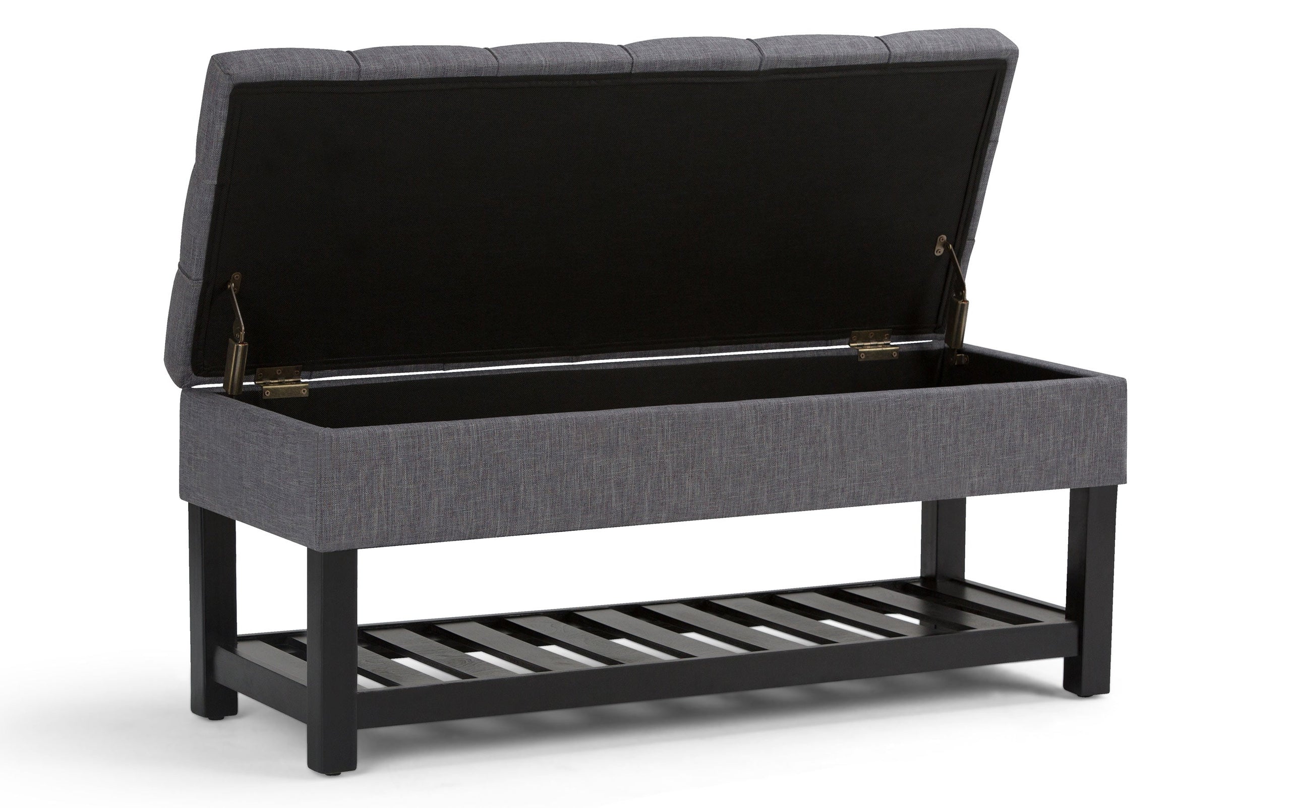 Slate Grey Linen Style Fabric | Saxon Storage Ottoman Bench